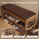 Axyaa Mid-Century 2-Tier Shoe Rack Bench: Compact Storage with 550lbs Capacity
