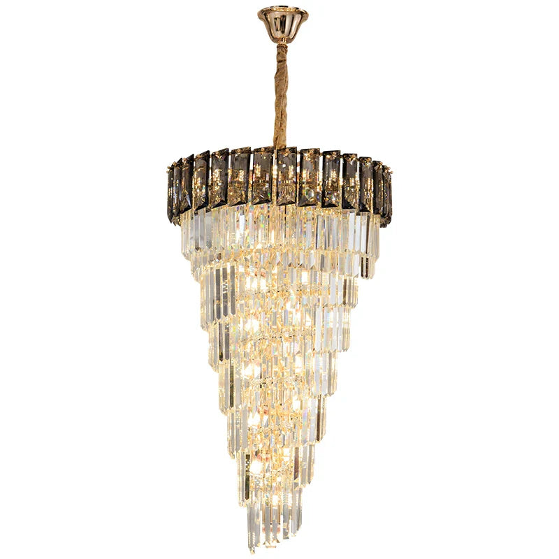 Axyaa Amber Crystal Chandelier for Luxury Living Room and High-rise Hall