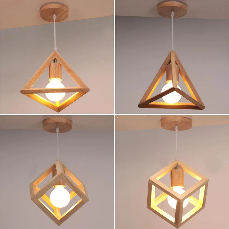 Axyaa Wood Pendant Lights for Dining Room Kitchen Decor LED Ceiling Lamps