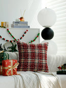 Axyaa Christmas Ball Plaid Pillow Cover 45x45cm - Soft Decorative Atmosphere Pillowcase