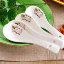Axya Japanese White Lucky Cat Ceramic Soup Spoon 14cm Bone Dinnerware