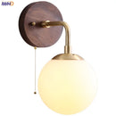 Nordic Glass Wall Light Fixture Axyaa Walnut Wood Lamparas
