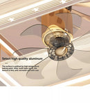Axyaa Champagne Smart Ceiling Fan LED Light for Bedroom & Dining Room