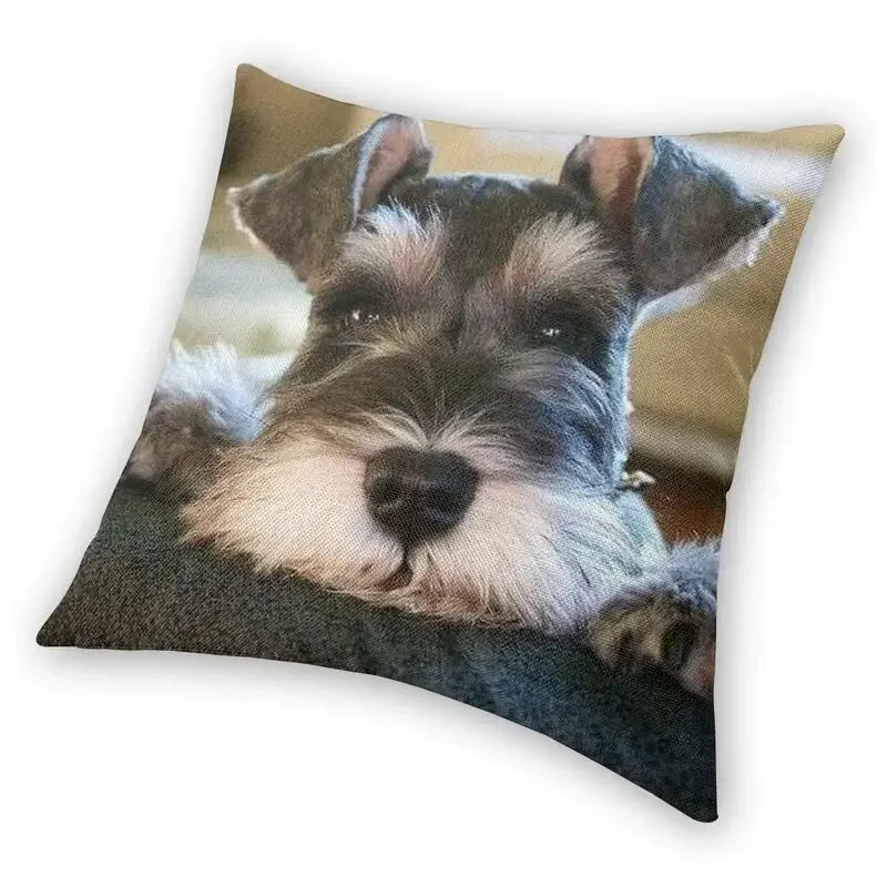 Miniature Schnauzer Puppy Pillow Cover by Axyaa: Cute Dog 3D Cushion for Living Room