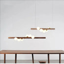 Axyaa Nordic Wood Grain Chandelier: Modern LED Decorative Lighting for Living Room and Dining Area