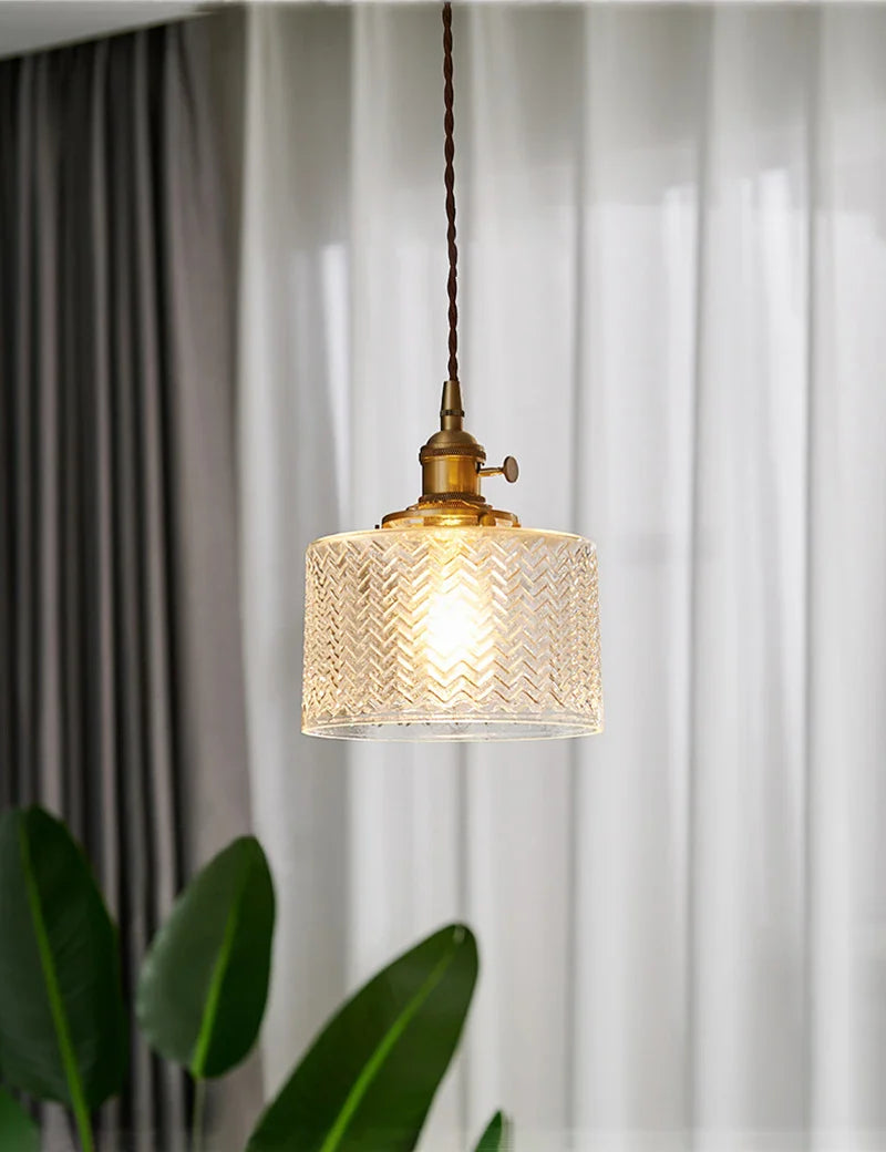 Axyaa Japanese LED Glass Pendant Lamp Modern Hanging Light for Home Decor