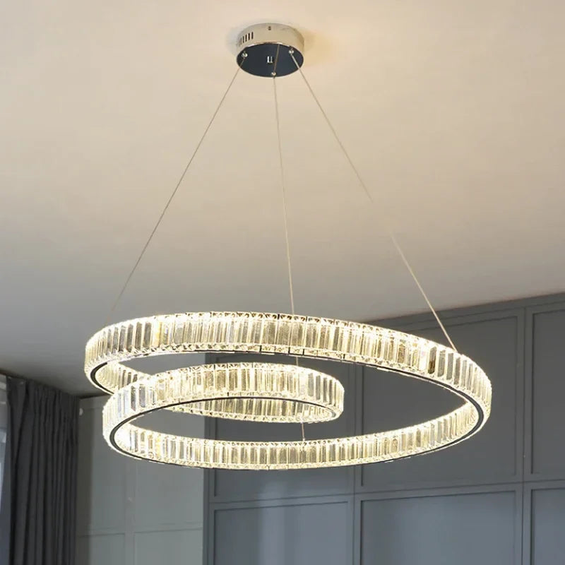 Axyaa Crystal LED Pendant Chandelier for Living and Dining Room