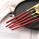 Axyaa 16-Piece Red Gold Matte Stainless Steel Cutlery Set
