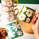 Axyaa 16oz Hand Drawn Ceramic Mug, Breakfast Cereal Coffee Cup