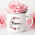 Axyaa Personalized Enamel Flower Mug for Bachelorette Party and Wedding Bridal Shower