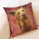 Axyaa Funny Pet Dog Pattern Linen Cushion Cover 45x45cm for Home Decor