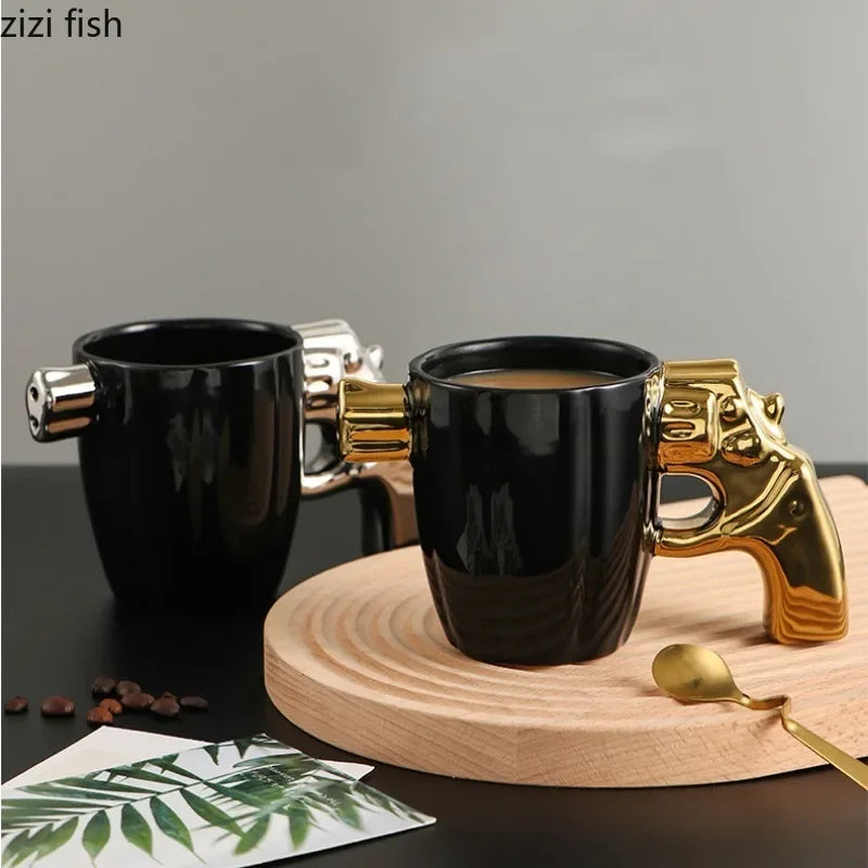 Axya Creative Pistol Ceramic Coffee Cup Set, Couple Water Glasses, Tea Mugs