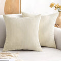 Soft Corduroy Striped 18x18 Inch Throw Pillow Covers for Winter Home Decor - Axyaa