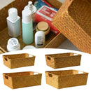 Axyaa Natural Rattan Storage Basket with Handles - Breathable & Sturdy Rectangle Display Box