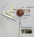 Axyaa Modern Wood Swing Arm LED Wall Lights with Pull Chain Switch