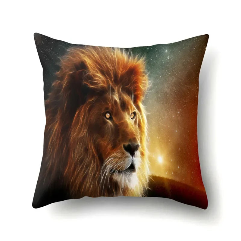Lion Pattern Polyester Cushion Cover by Axyaa - Home decoration Pillow Cover