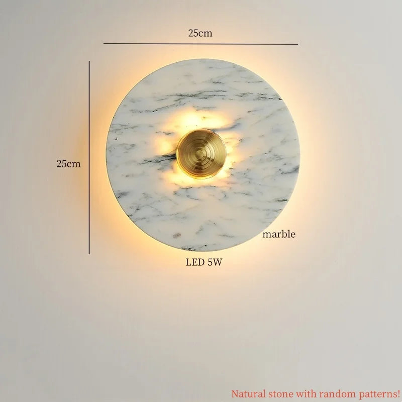 Axyaa Marble LED Wall Lamps - Nordic Minimalism for Bedroom, Bathroom, Living Room