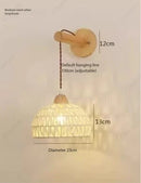 Axyaa Wooden Rattan Wall Lamp for Bedroom Living Room Decor Lighting