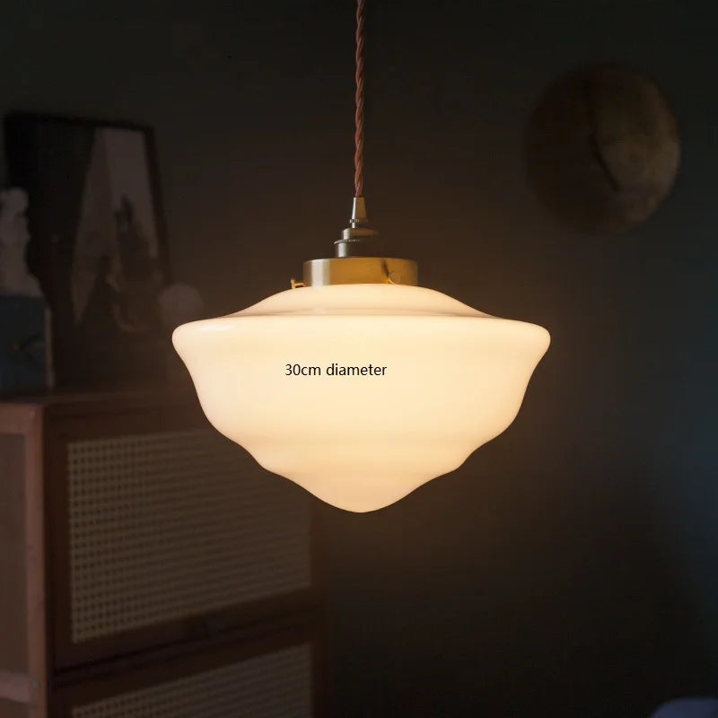 Axyaa White Glass LED Pendant Lamp Nordic Modern Hanglamp for Home, Bathroom, Bedroom
