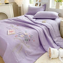 Axyaa Soft Cotton 3D Flower Embroidered Summer Quilt 4-Piece Set