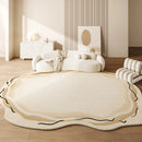 Axyaa Geometric Cream Style Carpet, Wabi Sabi Bedroom Rug