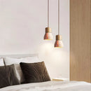 Axyaa Adjustable LED Pendant Lamp Stone Wood Hanging Light