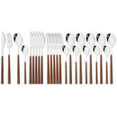 Axyaa Stainless Steel Cutlery Set with Imitation Wooden Handles