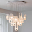 Axyaa Nordic Cream Glass Chandelier: Luxury Gloss Pendant Light