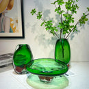 Axyaa Double Color Vase & Fruit Tray: Clear Desktop Storage & Terrarium