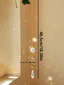 Axyaa Boho Crystal Sun Catcher Hanging Ornaments with Gold Chain - Window Wall Garden Decor