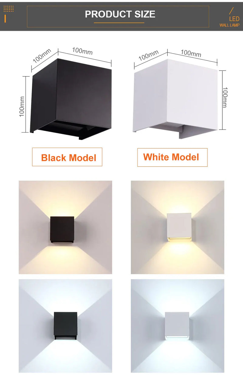 Axya 12W IP65 LED Wall Light Indoor Outdoor Adjustable Sconce for Living Room & Courtyard