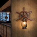 Axyaa Wood Rudder Wall Lamp: Retro Industrial Vintage Design for Restaurant, Cafe, Bedroom