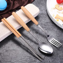 Axyaa Stainless Steel Tableware Set - Chopsticks, Fork, Spoon Triple Pack