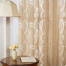 Axyaa Gray Leaf Jacquard Window Curtain for Home Decor