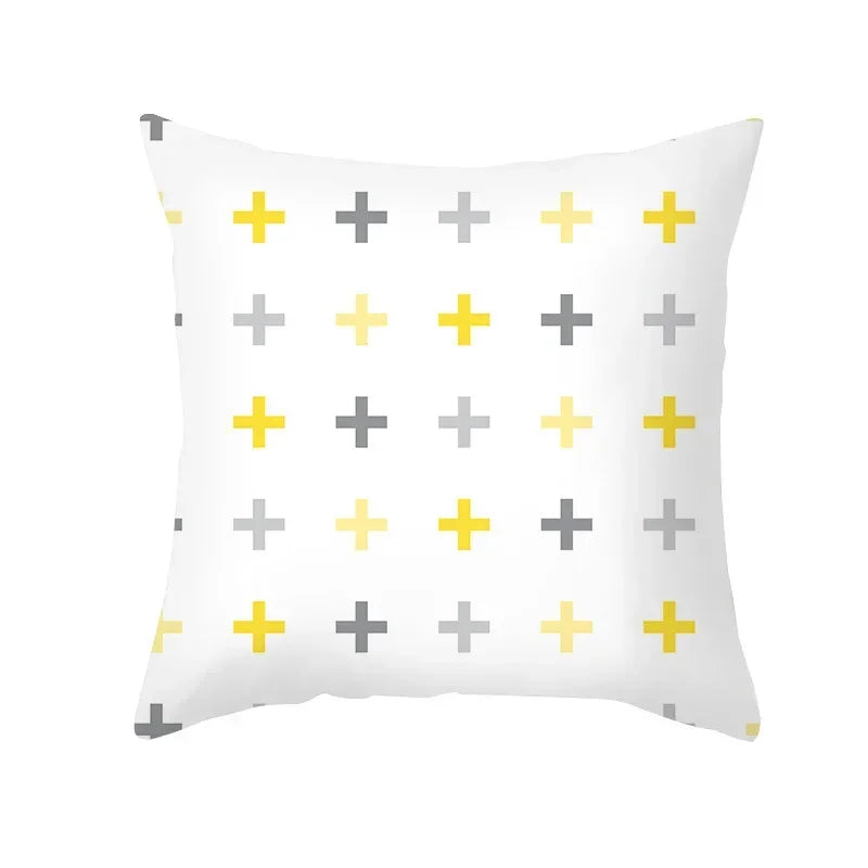 Yellow Gray Geometric Print Pillow Cover 45*45cm for Axyaa - Home Decor Essential