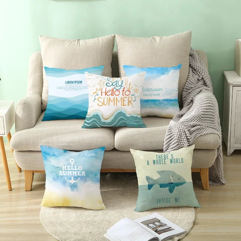 Axyaa Sailing Anchor Sofa Cushion Cover - Summer Beach Pillow for Home Decoration
