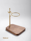 Axyaa Solid Wood Brass Coffee Filter Cup Holder, Adjustable Base