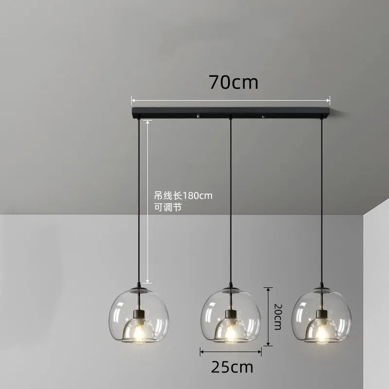 Axyaa Smoke Gray Glass Pendant Light Chandelier for Kitchen Island