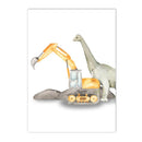 Axyaa Dinosaur Truck Tractor Excavator Wall Art Canvas, Boy Room Decor Nordic Posters