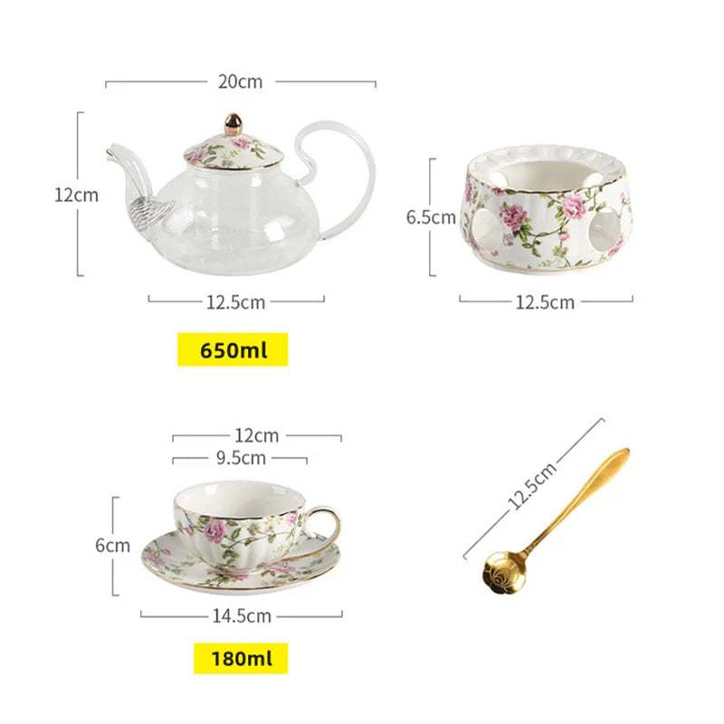 Axya™ Porcelain Tea Pot Tea Cup Coffee Set with Spoon