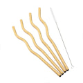 Axyaa Wave Line Stainless Steel Cocktail Straws Set - 4Pcs