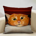 Axyaa Cat and Dog Pattern Cushion Cover 45x45cm Linen Square Pillowcase