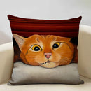 Axyaa Cat and Dog Pattern Cushion Cover 45x45cm Linen Square Pillowcase