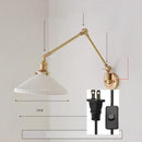 Axyaa Ceramic Copper LED Wall Lamp with Adjustable Long Arm Swing
