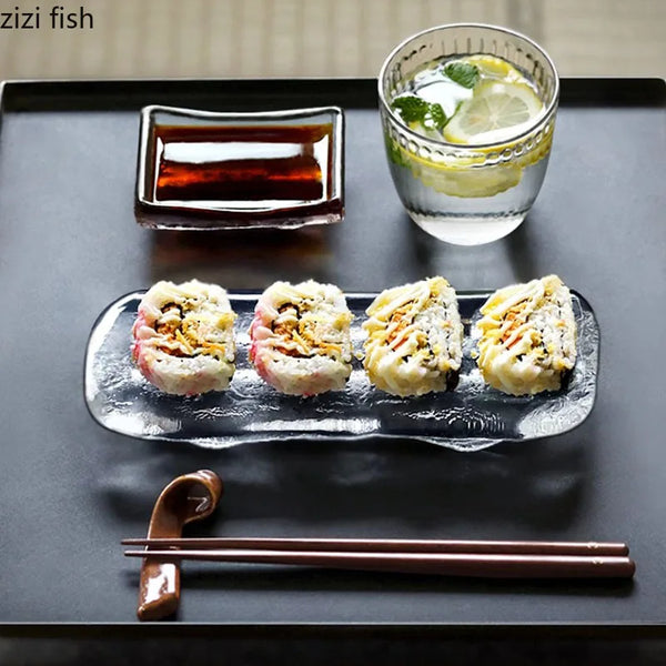 Axya Irregular Glass Dinner Plate Set for Sushi, Dessert & Snacks - Specialty Tableware