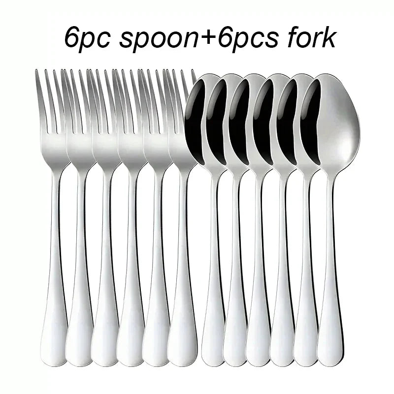 Axyaa Stainless Steel Fork and Spoon Set for Dining - 16 pieces