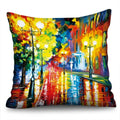 Axyaa Sunflower Starry Sky Oil Painting Polyester Cushion Cover Home Decor Pillowcase