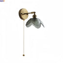 Axyaa Glass Flower LED Wall Lamp Vintage Brass Design for Living Room and Bathroom Mirror Lighting