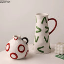 Axyaa Double Ear Ceramic Vase for Flower Arrangement & Ornamental Crafts