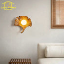 Axyaa Ginkgo Biloba Resin Wall Lamp LED: Art Decor for Bedroom, Living Room, Cafe